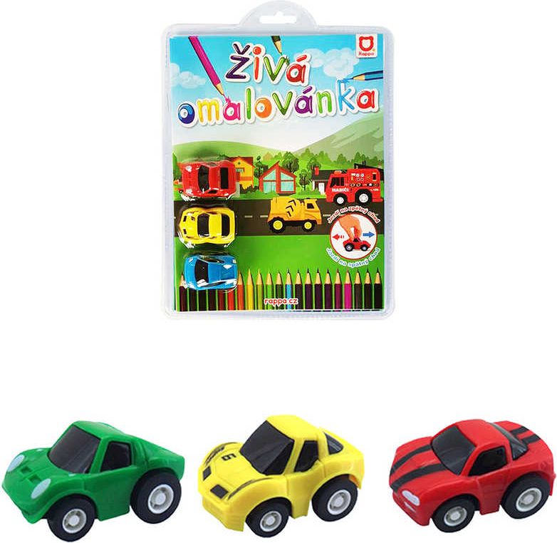 Rapíková omalovánka živá Závodní auta set s autíčky 3ks 2 druhy 2 barvy - obrázek 1