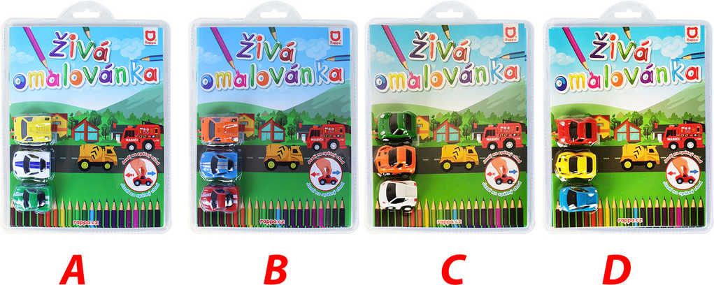 Rapíková omalovánka živá Závodní auta set s autíčky 3ks 2 druhy 2 barvy - obrázek 2