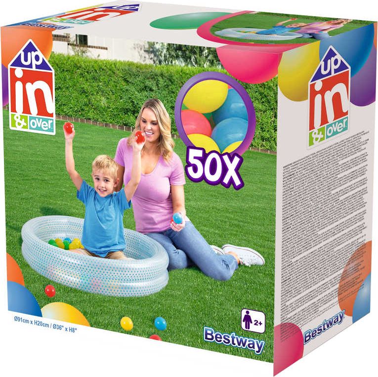 BESTWAY Set baby bazén kruhový nafukovací 91cm se soft míčky 50ks 2 barvy 51141 - obrázek 2
