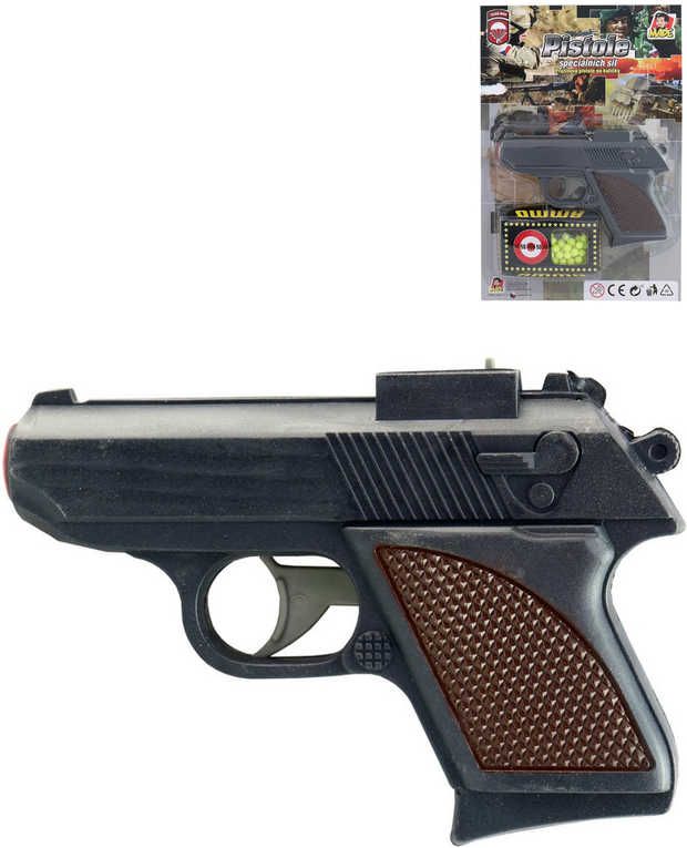 Pistole na kuličky černá 12cm policejní kuličkovka set s náboji plast - obrázek 1