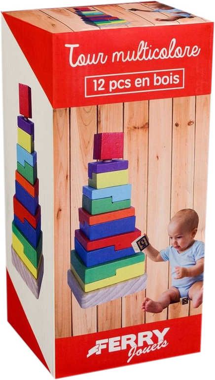 DŘEVO Baby věž 20cm skládačka na tyči *DŘEVĚNÉ HRAČKY* - obrázek 2
