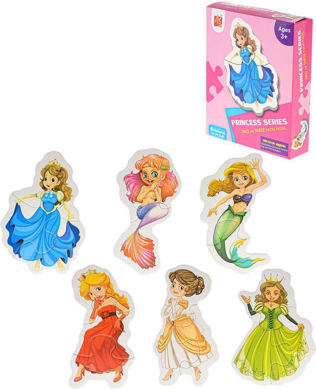 PUZZLE 6v1 Princezny 18x13cm velké dílky 17ks skládačka v krabici - obrázek 3