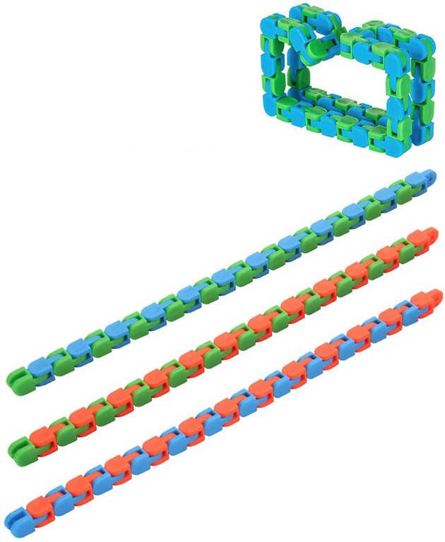 Hra Fidget puzzle skládačka antistresová had 28cm 3 barvy plast - obrázek 1