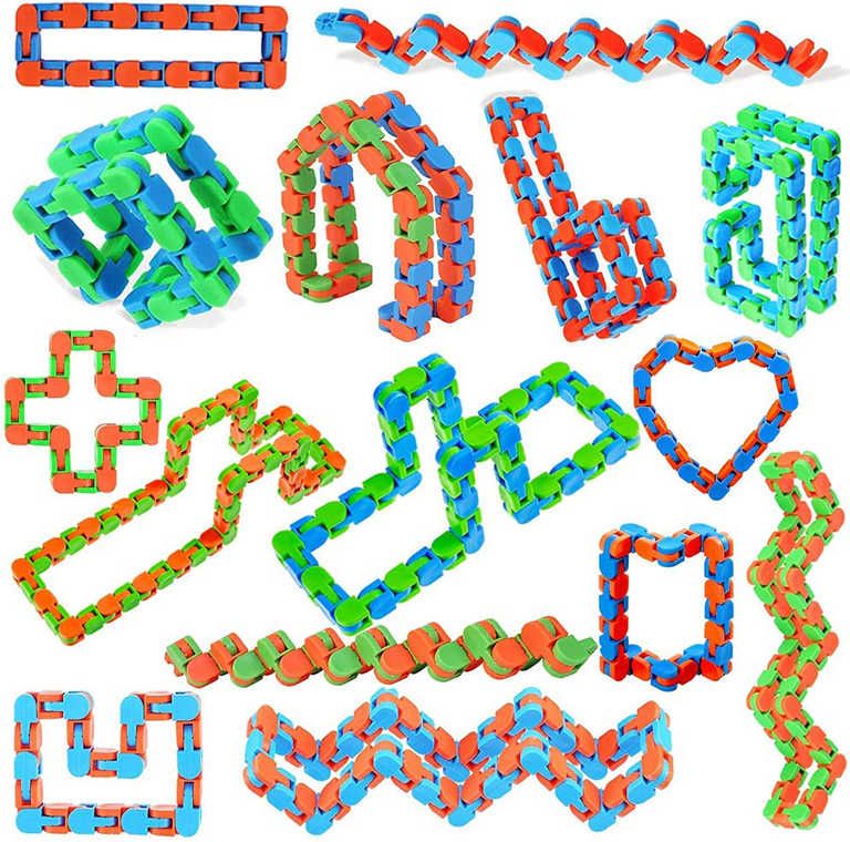 Hra Fidget puzzle skládačka antistresová had 28cm 3 barvy plast - obrázek 4