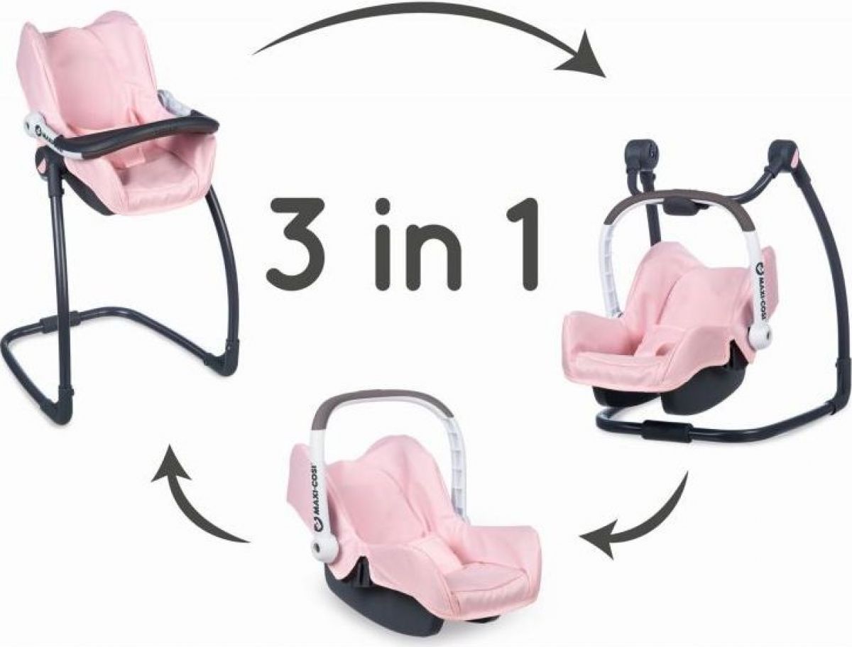 Smoby 3v1 Autosedačka a židlička Maxi Cosi Quinny pro panenky šedá - obrázek 2