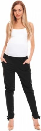 Be MaaMaa Těhotenské, bavlněné kalhoty/tepláky s pružným pásem - černé, Velikosti těh. moda S/M - obrázek 1