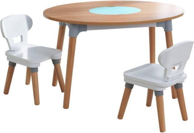KidKraft Kulatý stůl s úložným prostorem a židličkami - světlý - obrázek 1