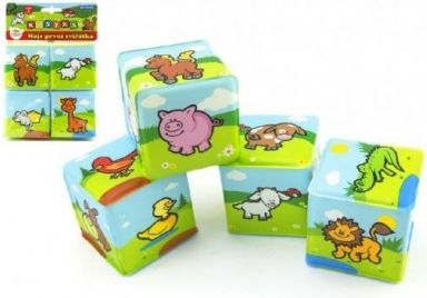 Kostka Moje první zvířátka 7x7cm 4ks v sáčku MPZ od 0 let - obrázek 1