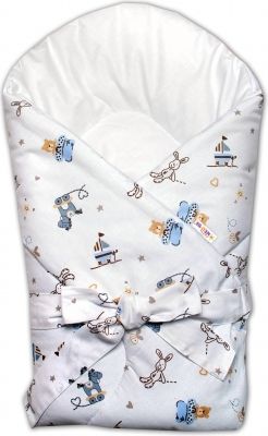 Baby Nellys Zavinovačka na zavazování Hračky - bílá/modrá - obrázek 1