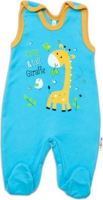Baby Nellys bavlněné dupačky Giraffe, tyrkysové - obrázek 1