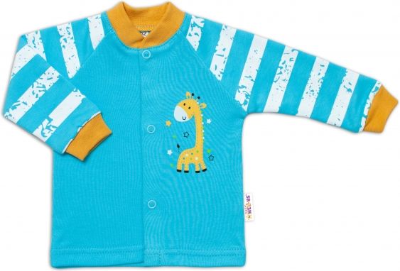 Baby Nellys Bavlněná košilka Giraffe, tyrkysová - obrázek 1