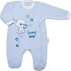 Overal kojenecký froté boční zapínání - MEDVÍDEK LOVED modrý - vel.68 - obrázek 1
