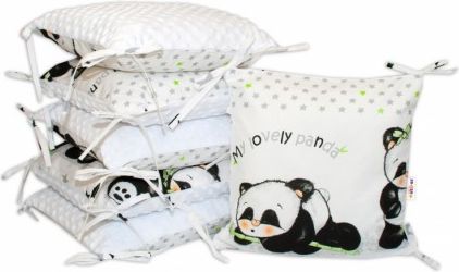 Polštářkový mantinel Baby Nellys, Panda, minky - bílá - obrázek 1