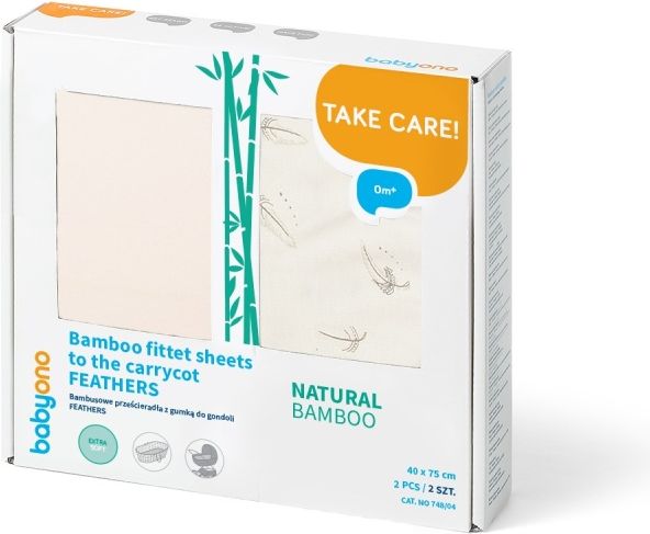 Bambusové prostěradlo do kočárku BabyOno FEATHERS sada 2ks - obrázek 5