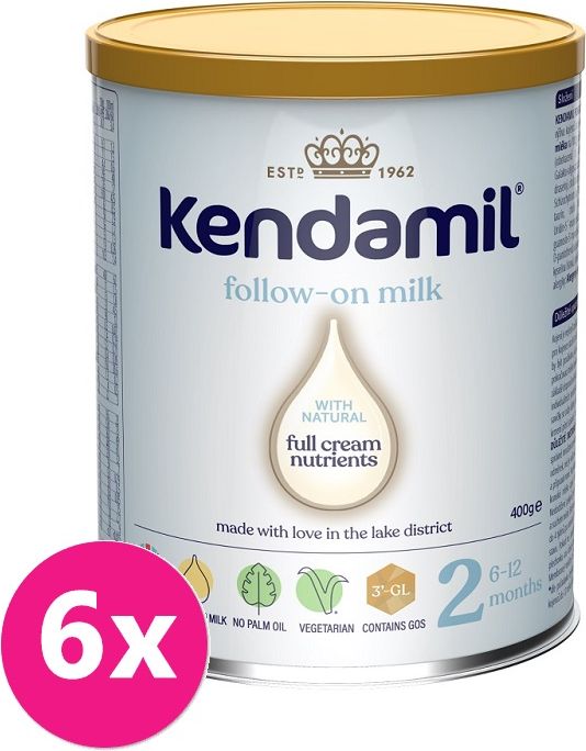6x KENDAMIL Pokračovací mléko 2 (400 g) DHA+ - obrázek 1