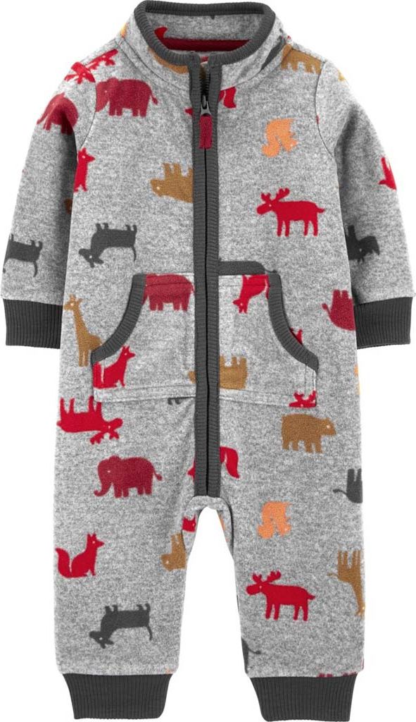 CARTER'S Overal na zip přechodný Grey Reindeer chlapec NB - obrázek 1