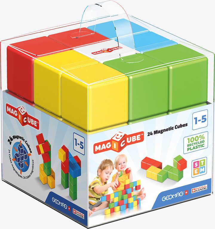Dudlu GEOMAG Magicube Green line Eko baby kostky barevné magnetické set 24ks - obrázek 1