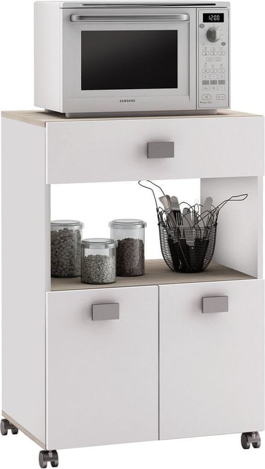 IDEA nábytek nábytek Skříňka na mikrovlnnou troubu ROMARIN akácie/bílá - obrázek 1