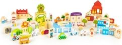Kostky dřevěné 120ks - ZVÍŘÁTKA A MĚSTO barevné - EcoToys - obrázek 1