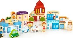 Kostky dřevěné 120ks - ZVÍŘÁTKA A MĚSTO barevné - EcoToys - obrázek 3