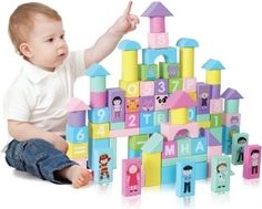 Kostky dřevěné 100ks - OBRÁZKY barevné - EcoToys - obrázek 1
