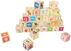 Kostky dřevěné 32ks - ČÍSLICE, PÍSMENA A OBRÁZKY přírodní - EcoToys - obrázek 3