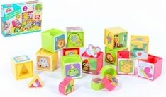 Kostky plastové 12ks - VKLÁDAČKY barevné - Teddies - obrázek 1