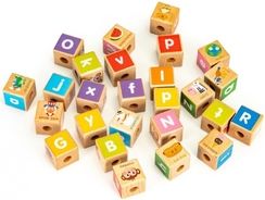 Dřevěný vláček s kostkami 26ks - ABECEDA A OBRÁZKY barevný - EcoToys - obrázek 4