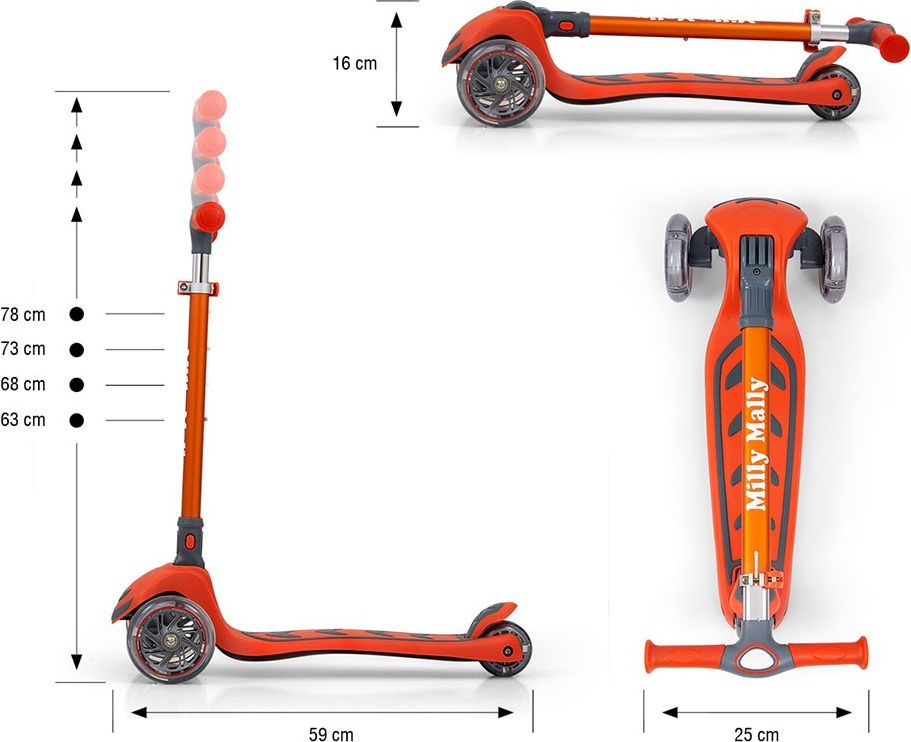 Dětská koloběžka Milly Mally Scooter Varianta: Boogie - oranžová - obrázek 154