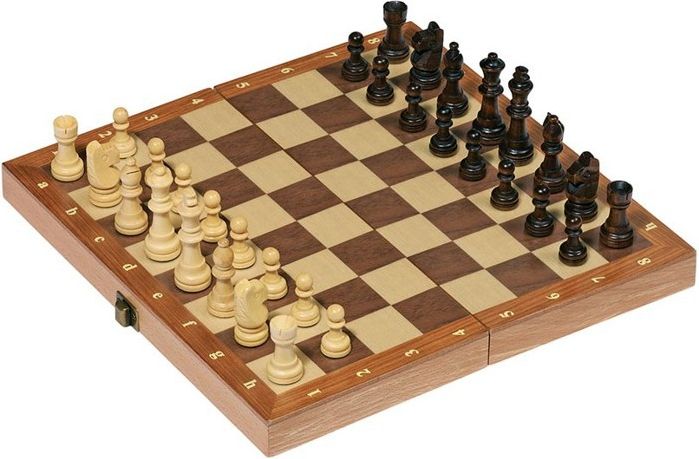 Šachy - Dřevěné 30x30 cm, Skládací box (Goki) - obrázek 1
