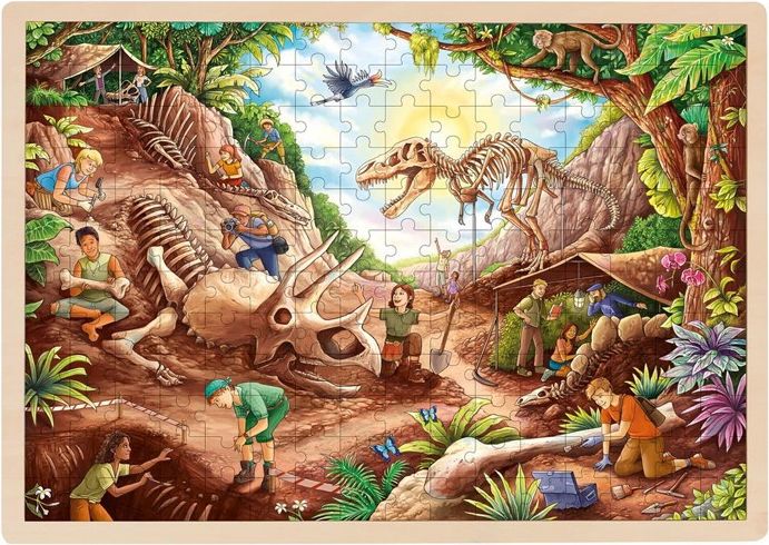 Puzzle na desce - Maxi, Dinosauří vykopávky, 192ks (Goki) - obrázek 1