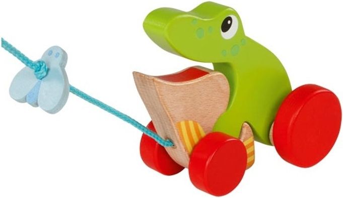 Tahací hračka - Žabák s mouchou dřevěný (Goki) - obrázek 1
