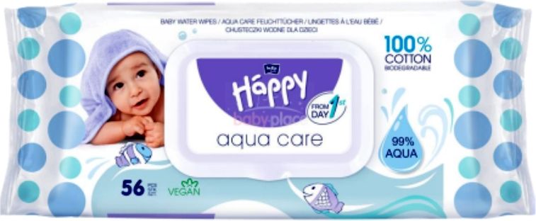 Bella Baby Happy vlhčené ubrousky Aqua Care 56 ks - obrázek 1