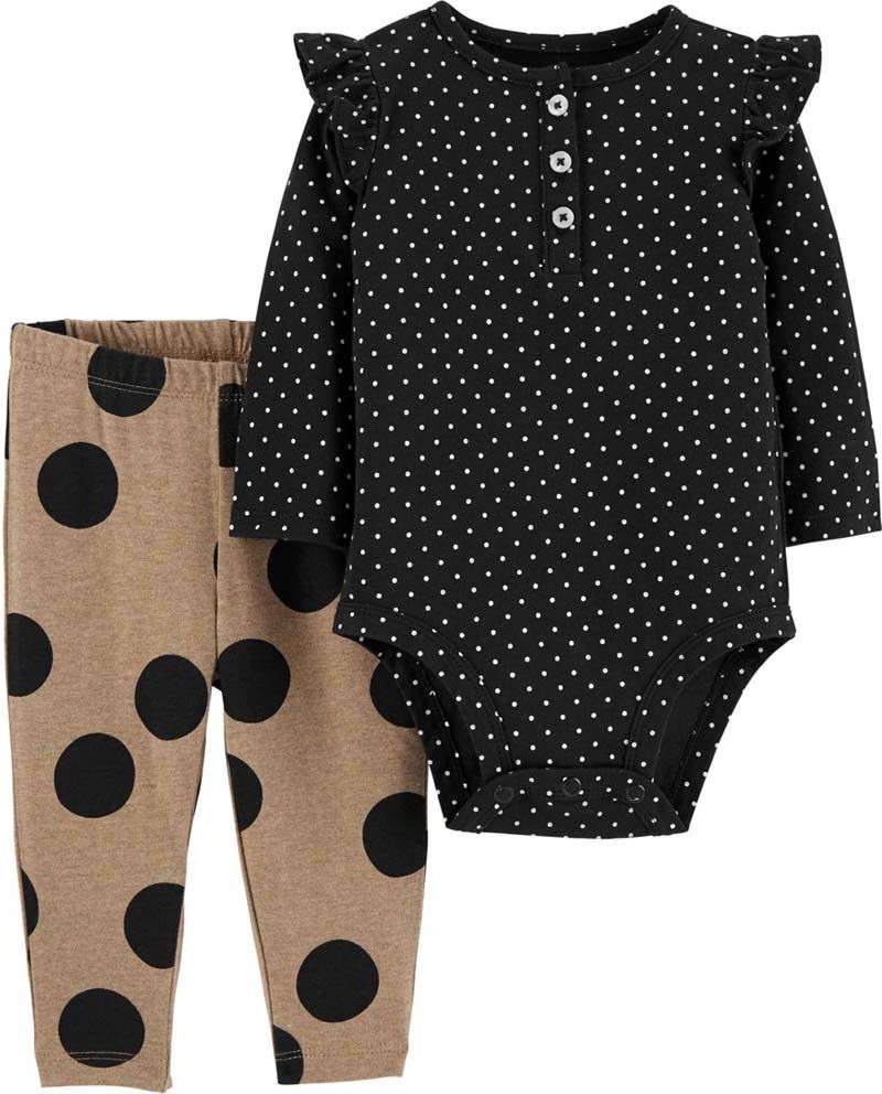 CARTER'S Set 2dílný body dl. rukáv, legíny Black Dots dívka NB - obrázek 1