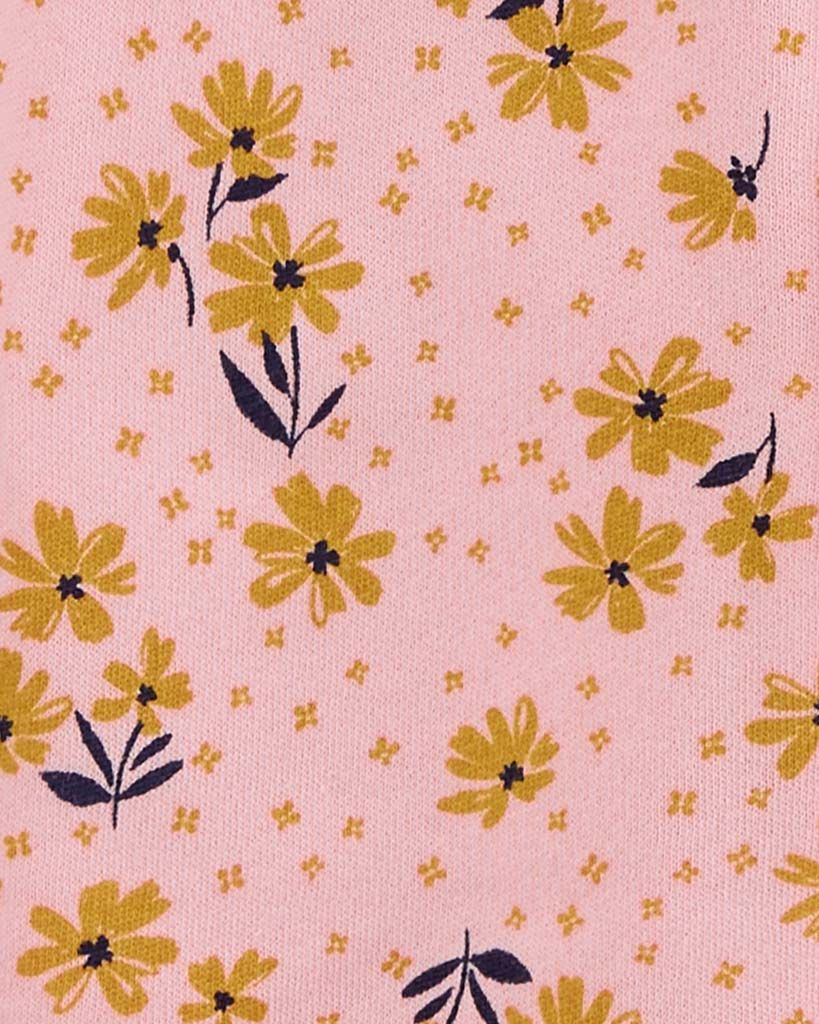 CARTER'S Overal na zip fleece přechodný Pink Floral dívka NB - obrázek 2