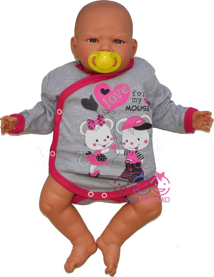 Dětské body s bočním zapínáním New Baby Love Mouse velikost 56 - obrázek 2