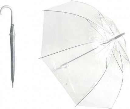 Deštník průhledný bílý plast/kov 82cm v sáčku - obrázek 1