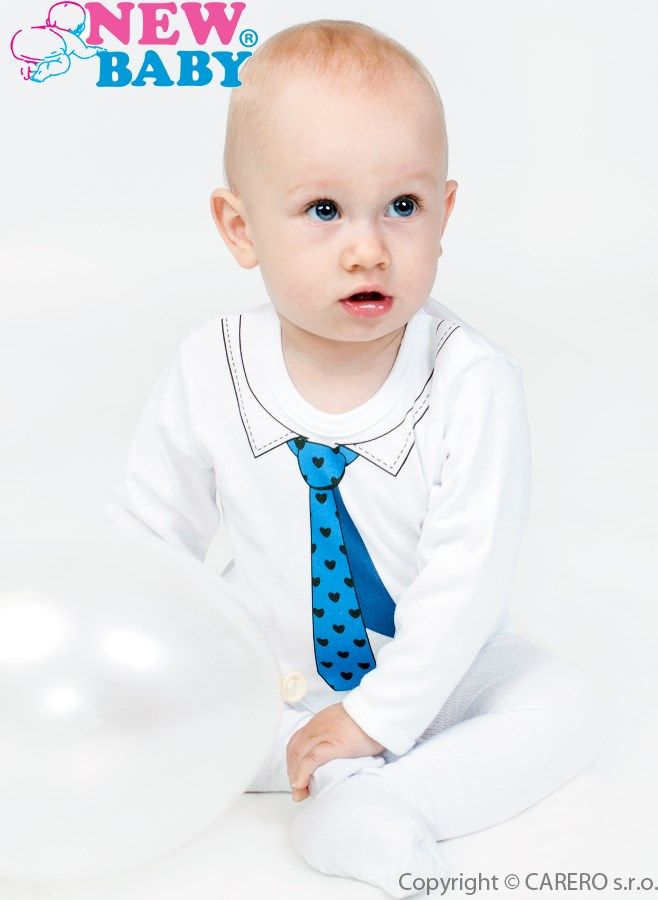 Dětské body s kravatou, New Baby, puntíkovaná s modrým lemováním velikost 80 - obrázek 2