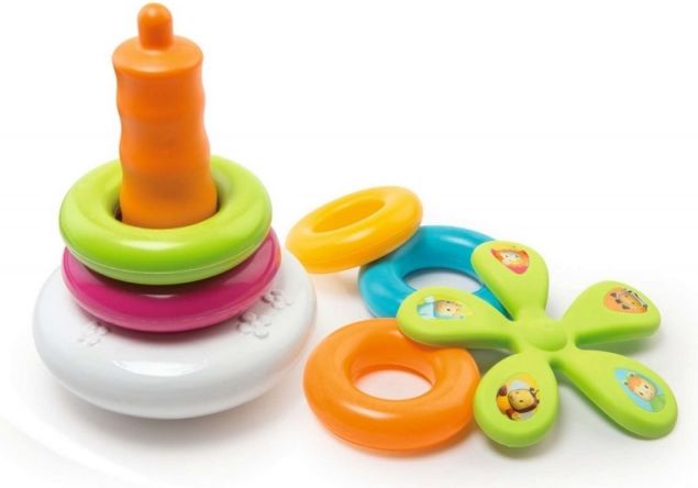 Smoby skladacia pyramída s krúžkami Cotoons Roly Poly hojdacia s kvetinkou - obrázek 3