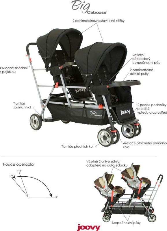 Joovy - Kočárek Big Caboose borůvkově modré - obrázek 7