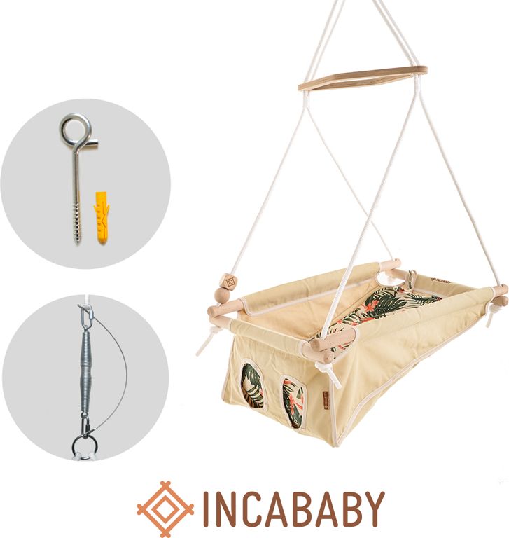 INCABABY Houpačka dětská Babyswing 0m + Jungle FW + pružina + hák do houpačky - obrázek 1