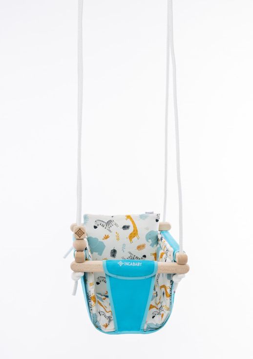 INCABABY Houpačka Junior Swing Zoo + hák do houpačky 2ks - obrázek 2
