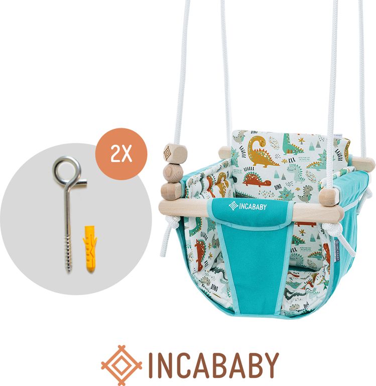 INCABABY Houpačka Junior Swing Dragon Babies + hák do houpačky 2ks - obrázek 1