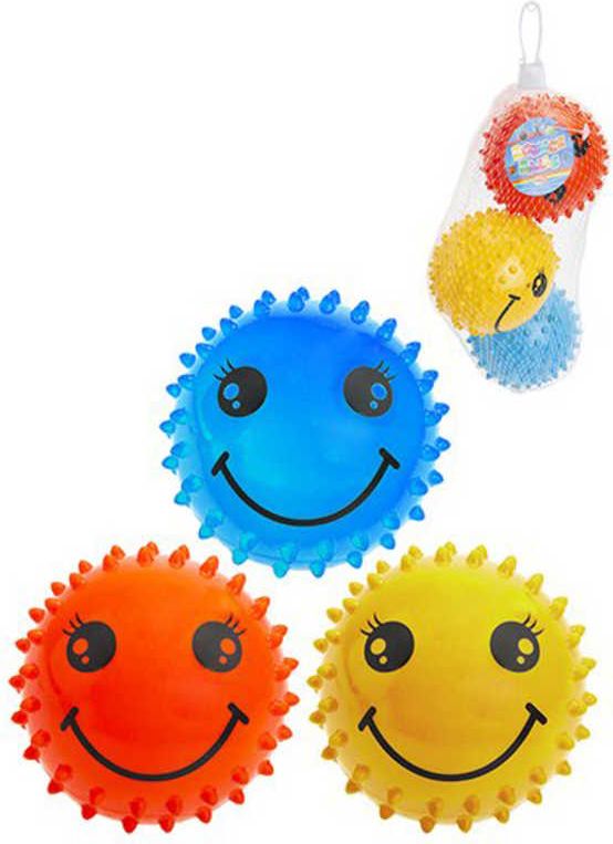 Míčky ježaté veselé 8cm balónek barevný smajlík s bodlinkami set 3ks v sáčku - obrázek 1