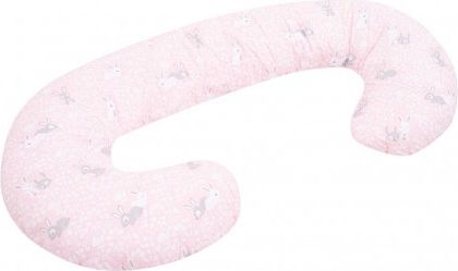 Univerzální kojící polštář ve tvaru C New Baby Králíčci růžový, Bílá - obrázek 1