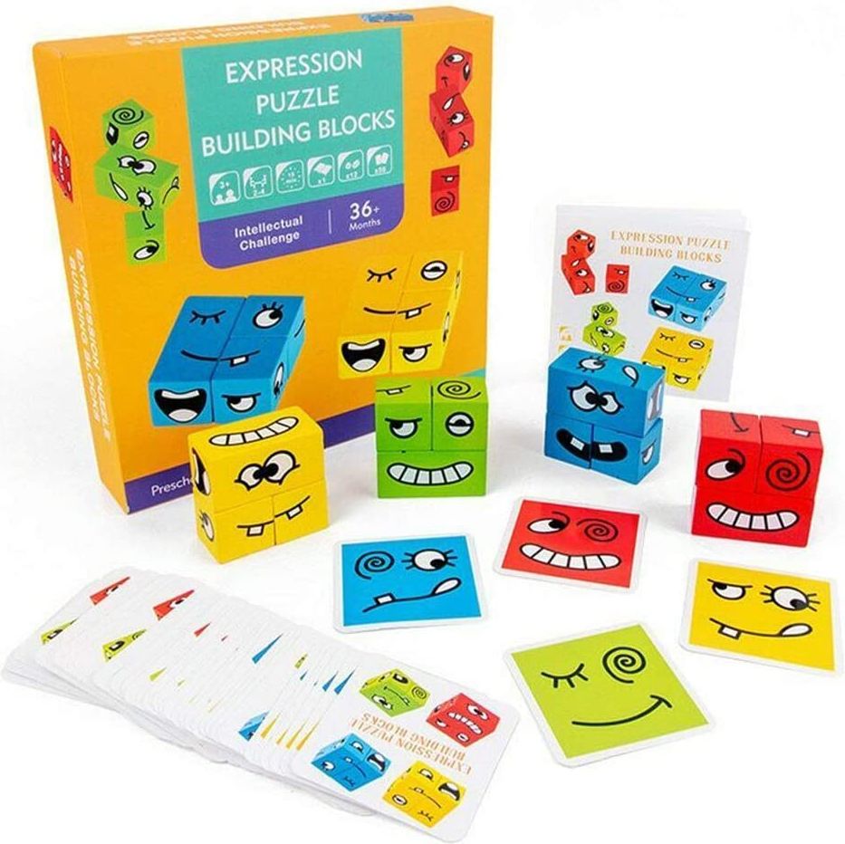 Puzzle stavební kostky - FACEMATCH - obrázek 1