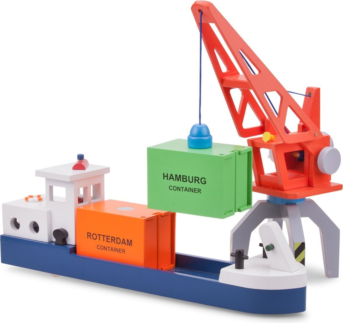 New Classic Toys  Dřevěný člun se 2 kontejnery - obrázek 2