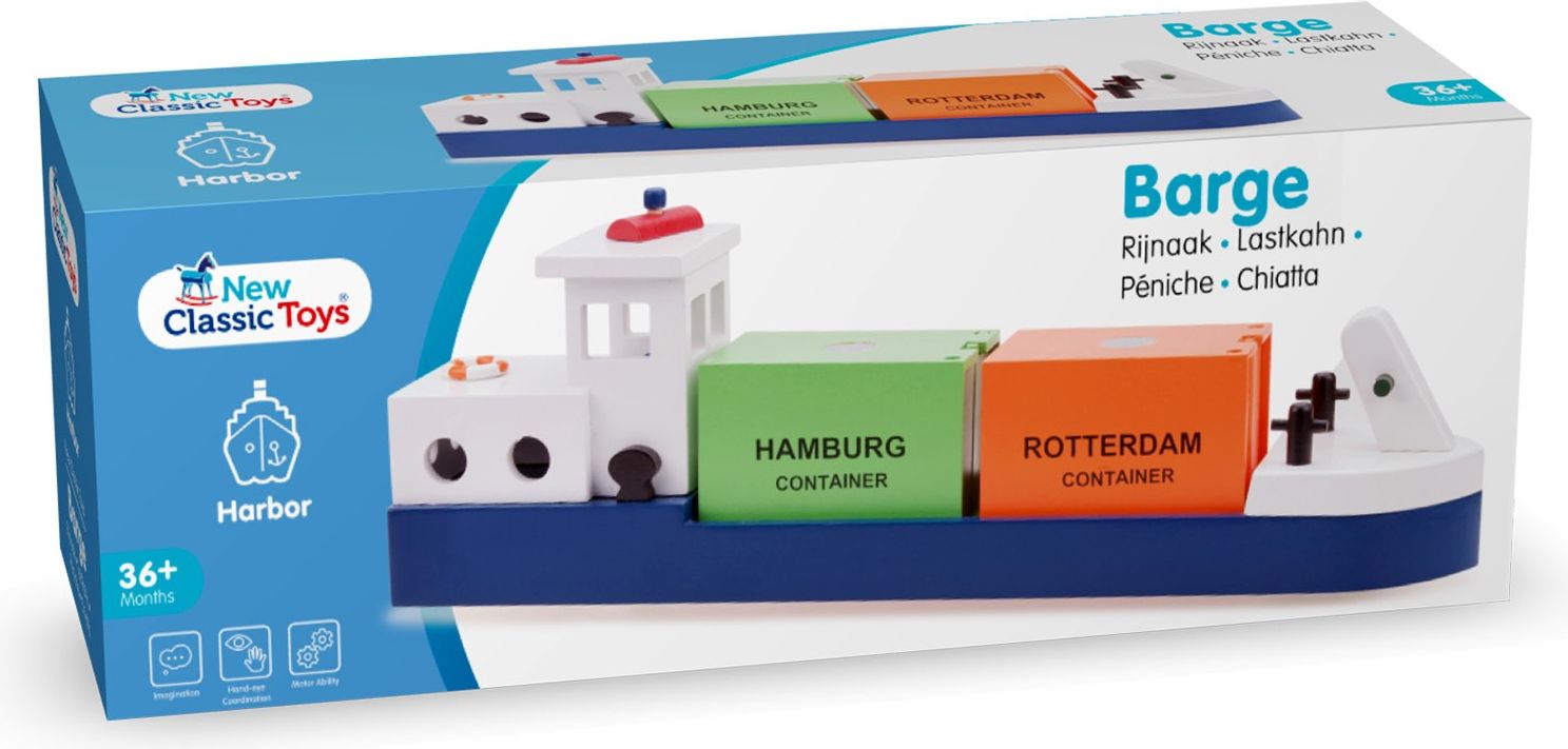 New Classic Toys  Dřevěný člun se 2 kontejnery - obrázek 3