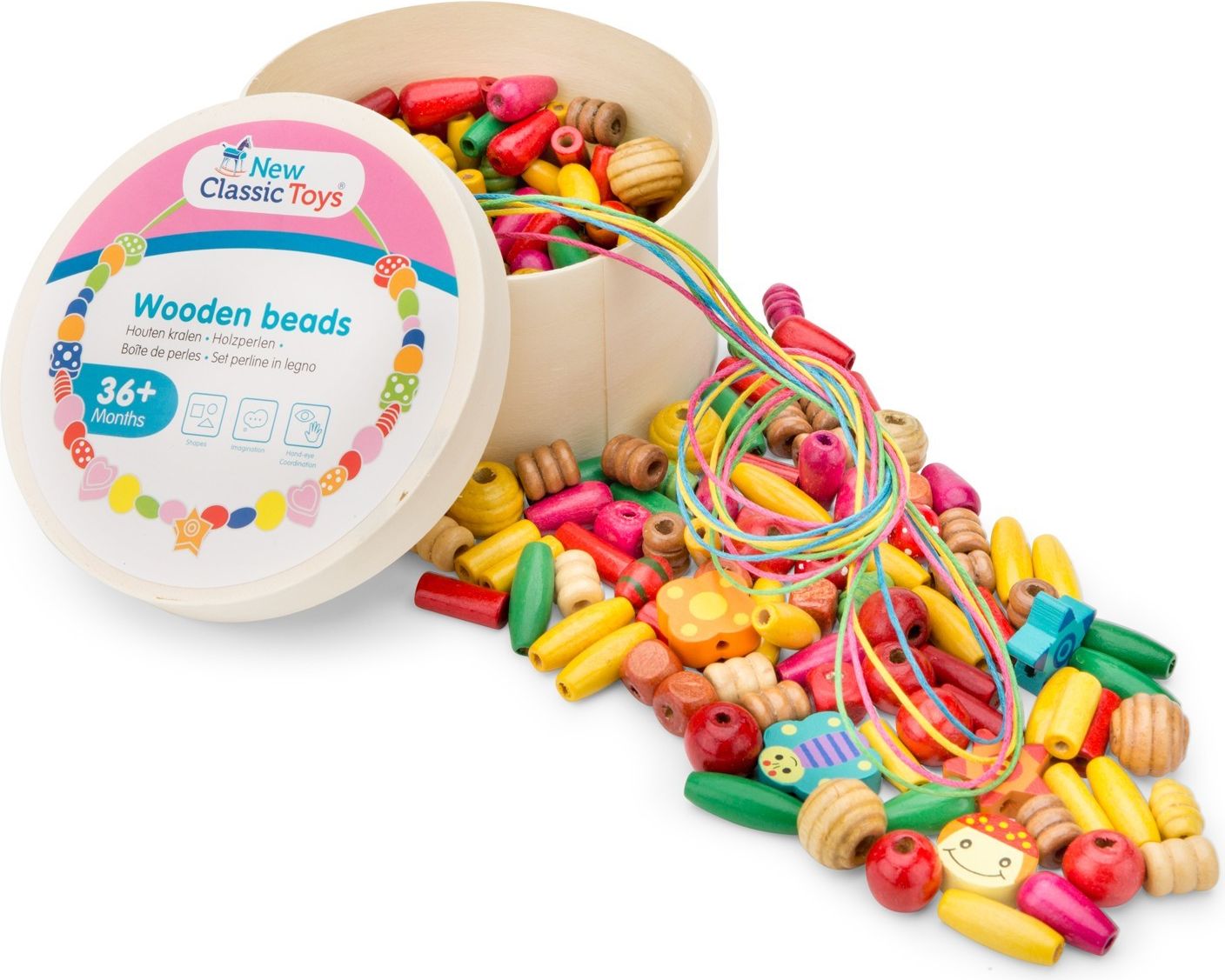 New Classic Toys Dřevěné navlékací korálky 100g - obrázek 1