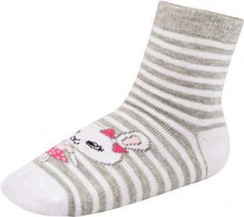 Dětské bavlněné ponožky New Baby šedé pruhy králík, Šedá, 98 (2-3r) - obrázek 1